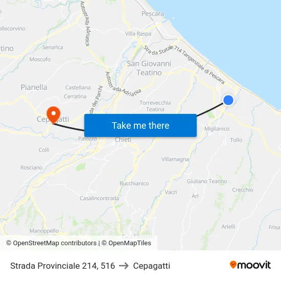 Strada Provinciale 214, 516 to Cepagatti map