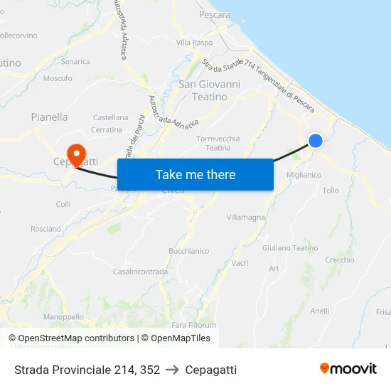 Provincial Road 214, 352 to Cepagatti map