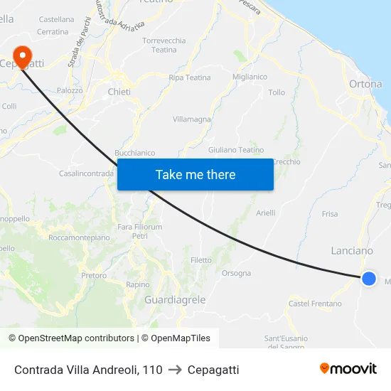 Contrada Villa Andreoli, 110 to Cepagatti map