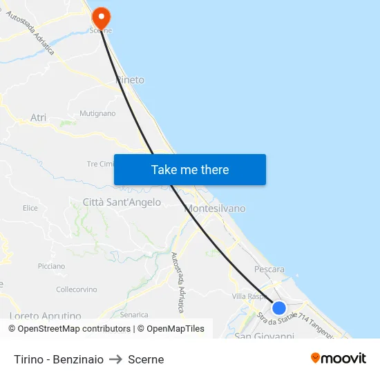 Tirino - Gas Station to Scerne map
