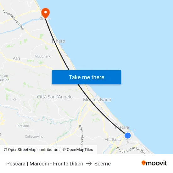 Pescara | Marconi - Fronte Ditieri to Scerne map