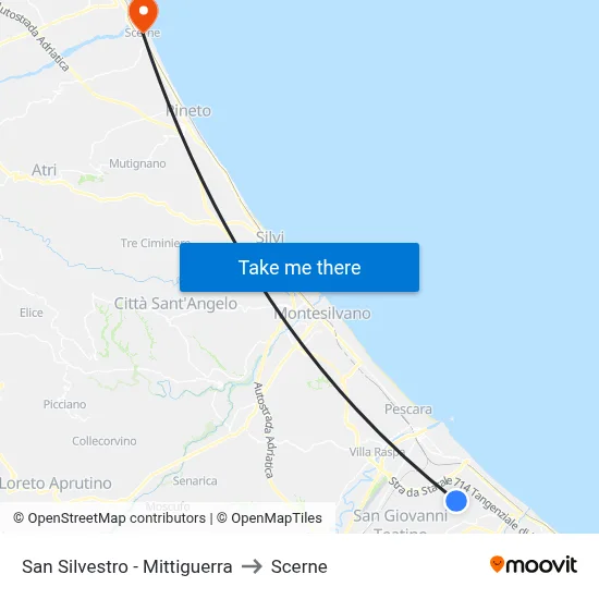 San Silvestro - Mittiguerra to Scerne map