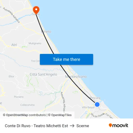 Conte Di Ruvo - Teatro Michetti Est to Scerne map