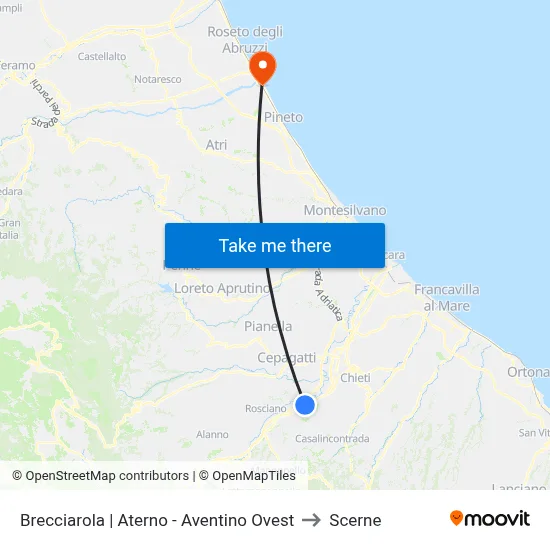 Brecciarola | Aterno - Aventino Ovest to Scerne map