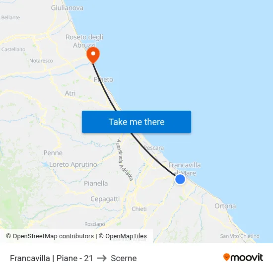 Francavilla | Piane - 21 to Scerne map