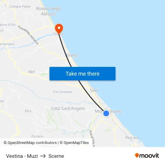 Vestina - Muzi to Scerne map