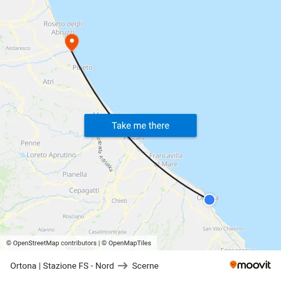 Ortona | Stazione FS - Nord to Scerne map