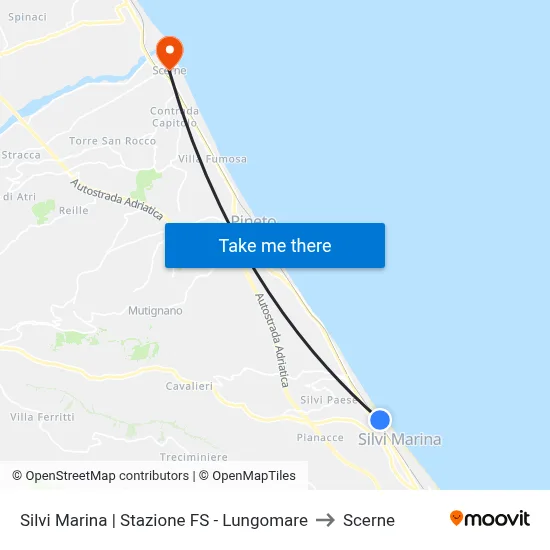Silvi Marina | Stazione FS - Lungomare to Scerne map
