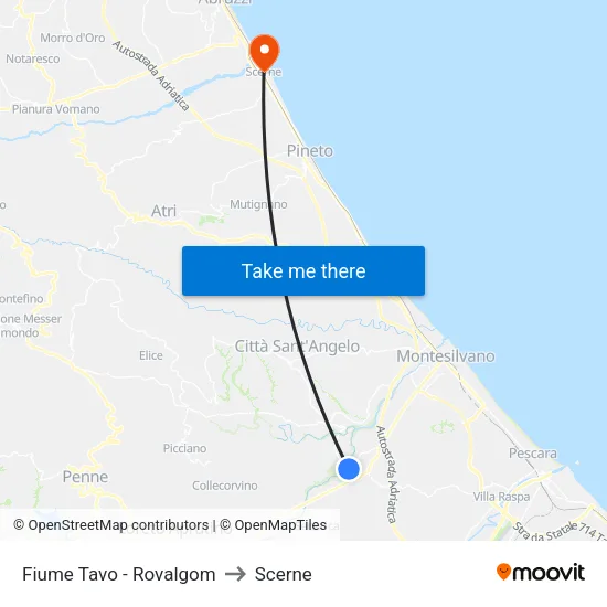 Fiume Tavo - Rovalgom to Scerne map