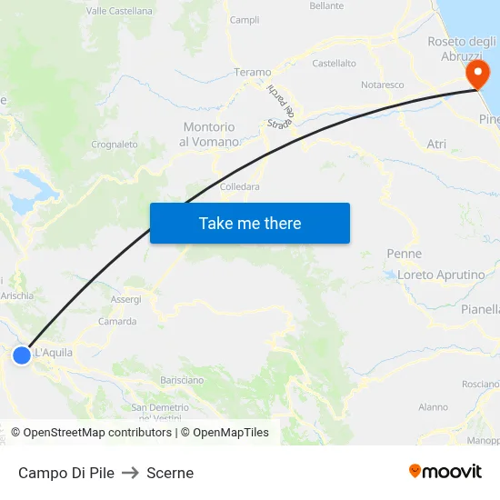 Campo Di Pile to Scerne map