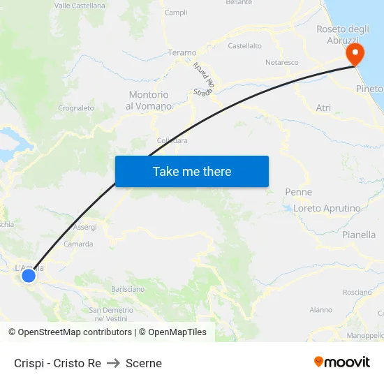 Crispi - Christ the King to Scerne map