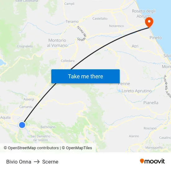 Onna Junction to Scerne map