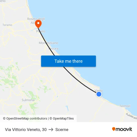 30 Vittorio Veneto Street to Scerne map