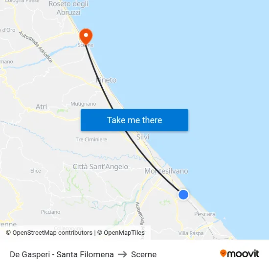 De Gasperi - Santa Filomena to Scerne map