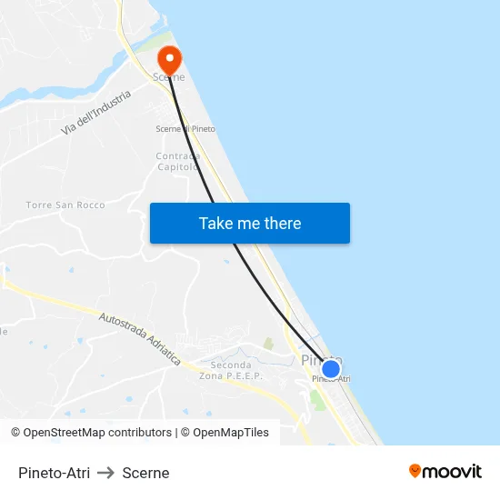 Pineto-Atri to Scerne map