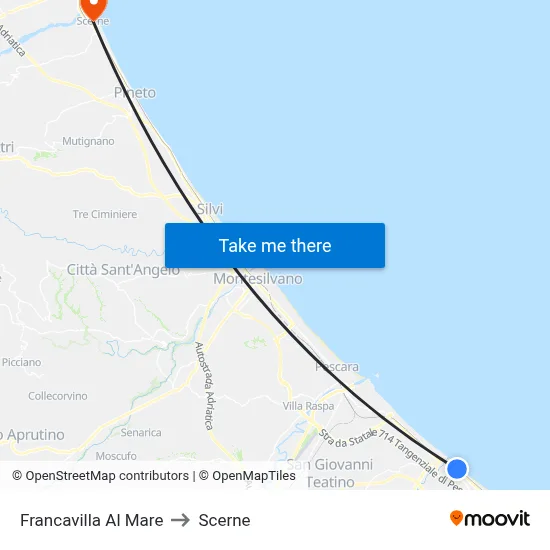 Francavilla Al Mare to Scerne map