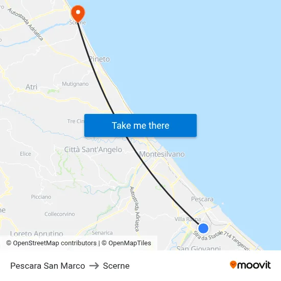 Pescara San Marco to Scerne map