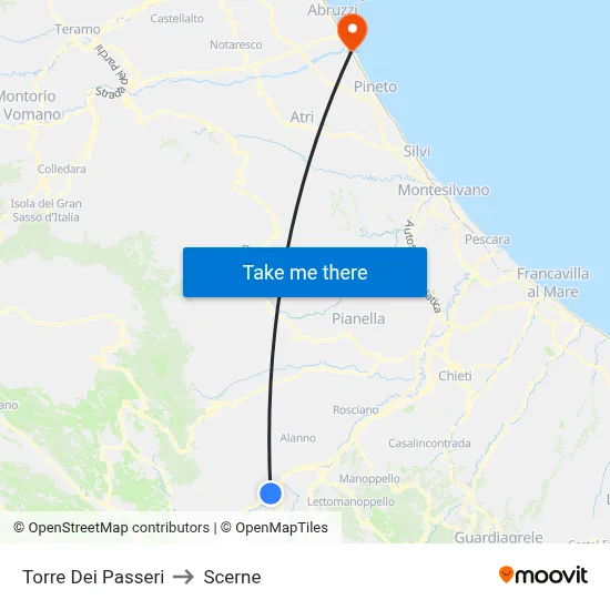 Torre Dei Passeri to Scerne map