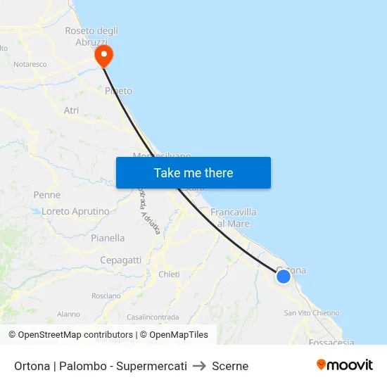 Ortona | Palombo - Supermercati to Scerne map