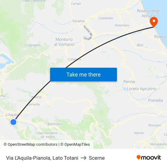 Via L'Aquila-Pianola, Lato Totani to Scerne map