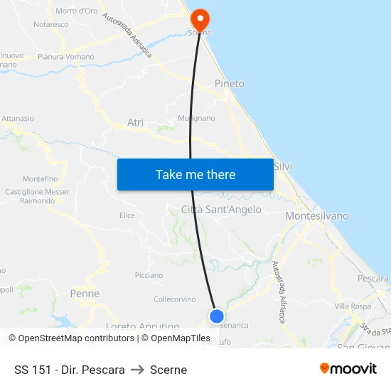 SS 151 - Dir. Pescara to Scerne map