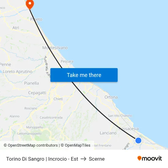 Torino Di Sangro | Incrocio - Est to Scerne map