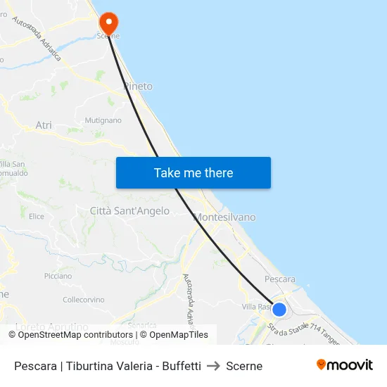 Pescara | Tiburtina Valeria - Buffetti to Scerne map