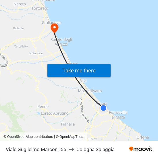 Viale Guglielmo Marconi, 55 to Cologna Spiaggia map