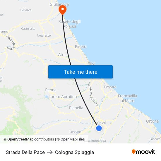 Strada Della Pace to Cologna Spiaggia map