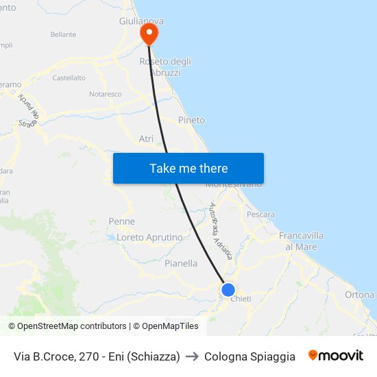 Via B.Croce, 270 - Eni (Schiazza) to Cologna Spiaggia map