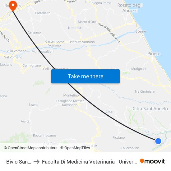 Bivio Santa Lucia to Facoltà Di Medicina Veterinaria - Università Degli Studi Di Teramo map