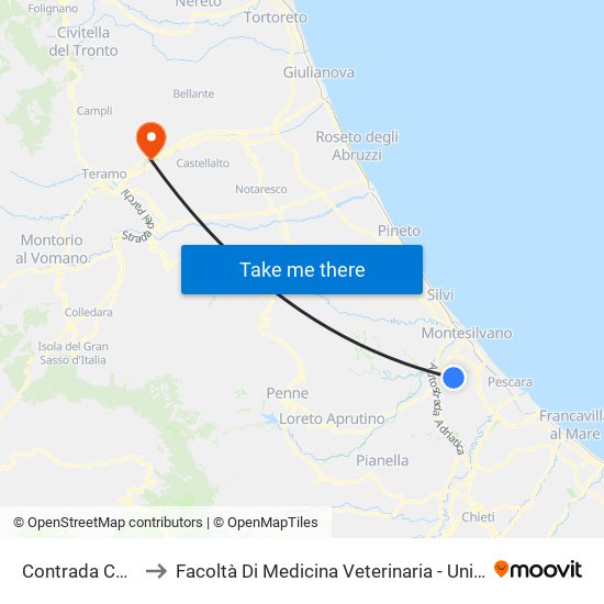 Contrada Collevento, 43 to Facoltà Di Medicina Veterinaria - Università Degli Studi Di Teramo map