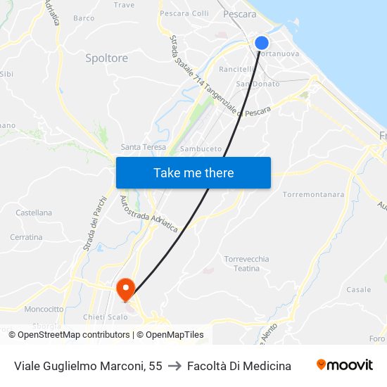 Viale Guglielmo Marconi, 55 to Facoltà Di Medicina map