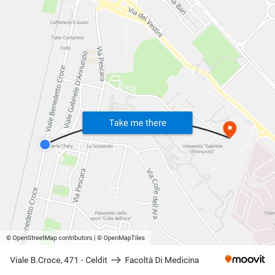 Viale B.Croce, 471 - Celdit to Facoltà Di Medicina map