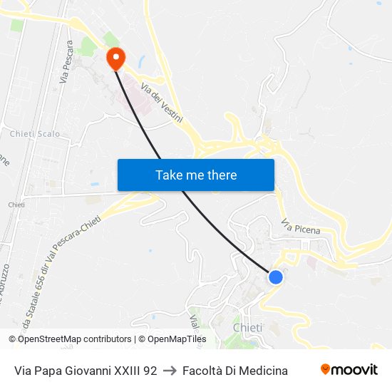 Parcheggio Papa Giovanni to Facoltà Di Medicina map