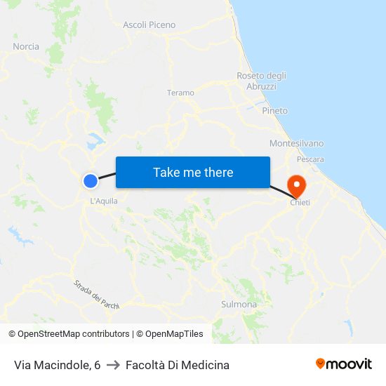 Via Macindole, 6 to Facoltà Di Medicina map