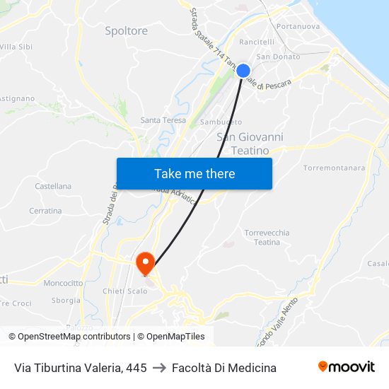 Via Tiburtina Valeria, 445 to Facoltà Di Medicina map