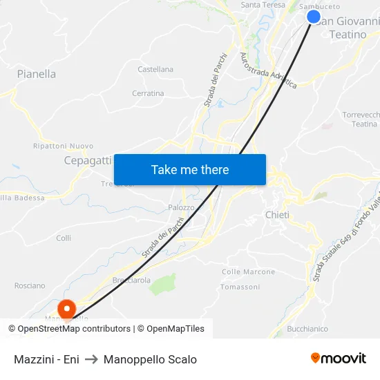 Mazzini - Eni to Manoppello Scalo map