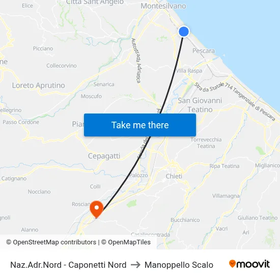North Adriatic - North Caponetti to Manoppello Station map