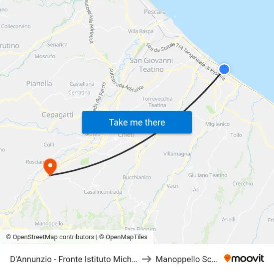 D'Annunzio - Fronte Istituto Michetti to Manoppello Scalo map