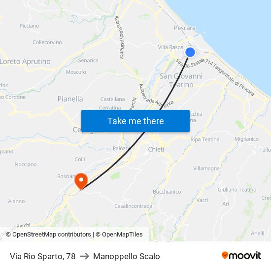 Via Rio Sparto, 78 to Manoppello Scalo map