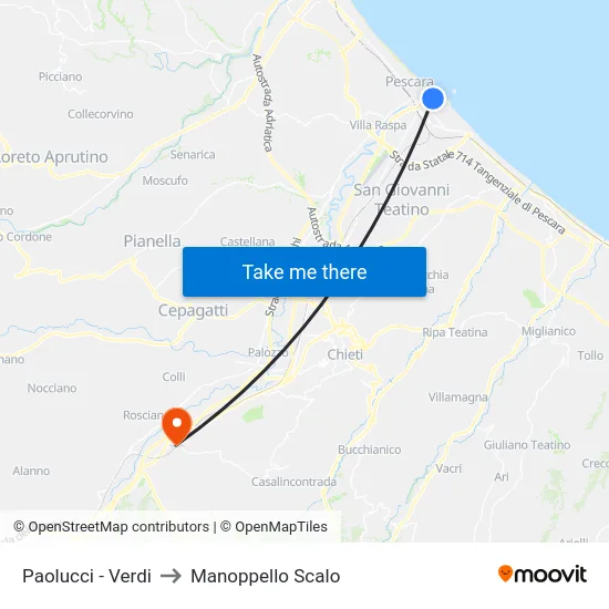 Paolucci - Verdi to Manoppello Scalo map