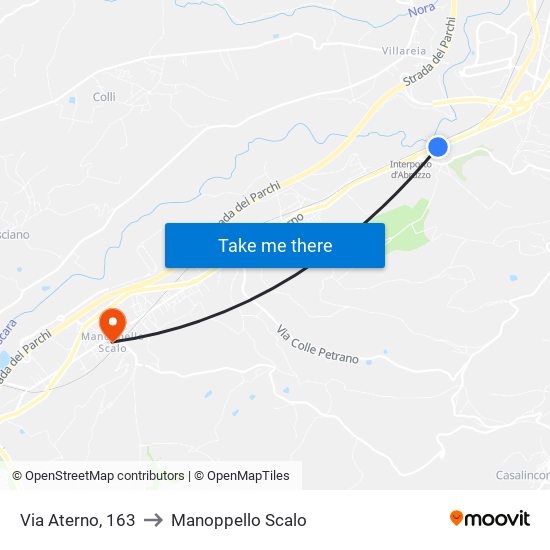 Via Aterno, 163 to Manoppello Scalo map