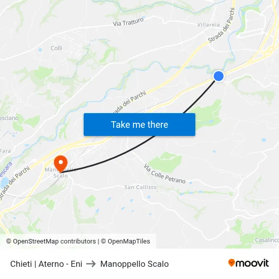 Chieti | Aterno - Eni to Manoppello Station map
