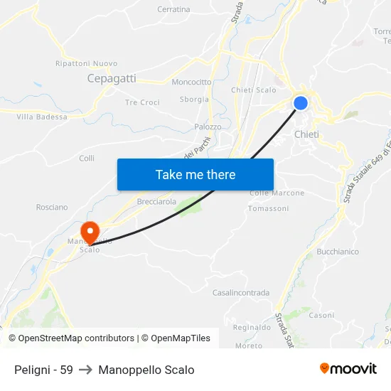 Peligni - 59 to Manoppello Station map