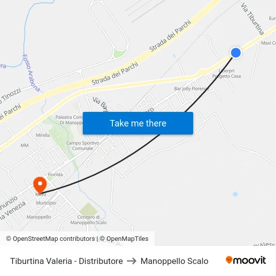 Tiburtina Valeria - Distributore to Manoppello Scalo map