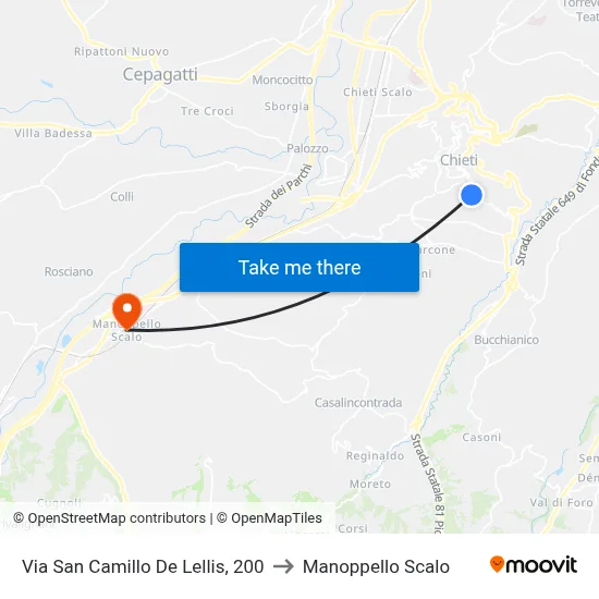 San Camillo De Lellis Street, 200 to Manoppello Station map