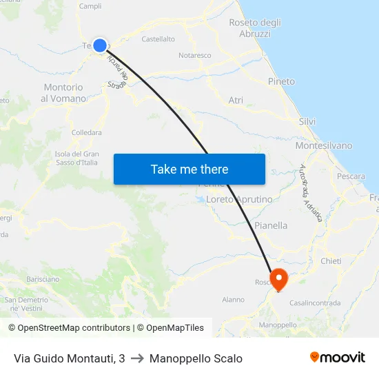 3 Guido Montauti Street to Manoppello Station map