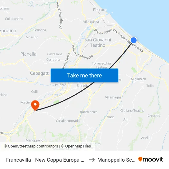 Francavilla - New Coppa Europa Sport to Manoppello Station map