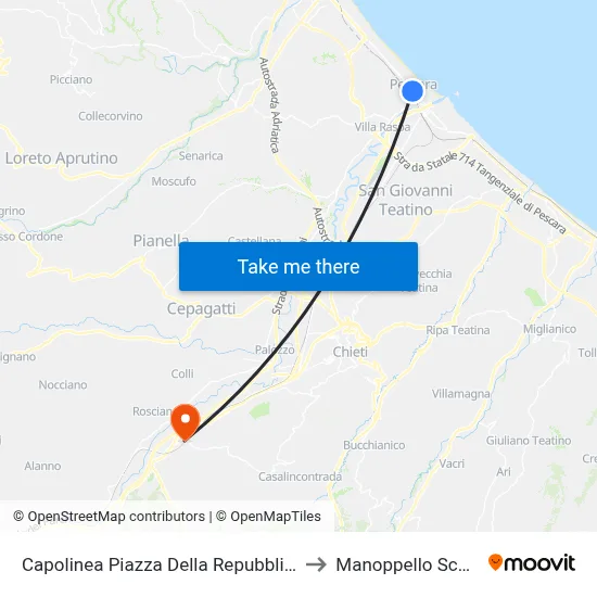 Capolinea Piazza Della Repubblica to Manoppello Scalo map